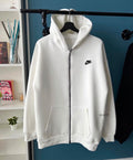 Arctic Core Essential Zip-Up Hoodie – White Unisex