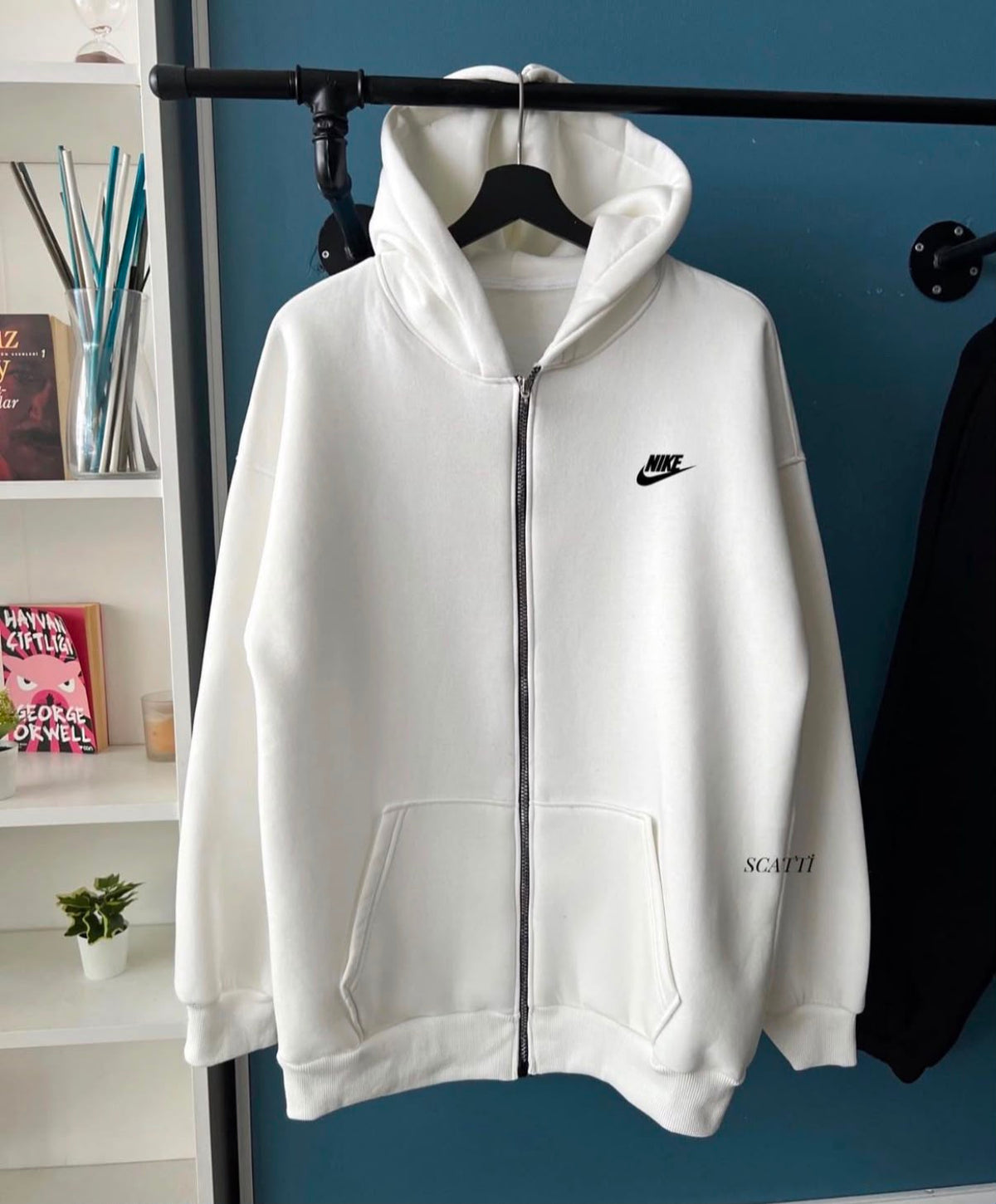 Arctic Core Essential Zip-Up Hoodie – White Unisex