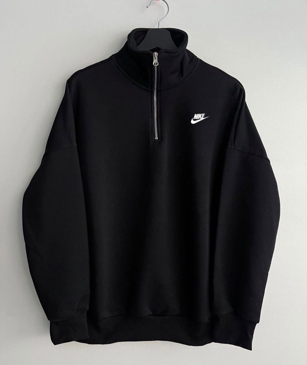Midnight Edge Quarter-Zip Sweatshirt – Black Unisex