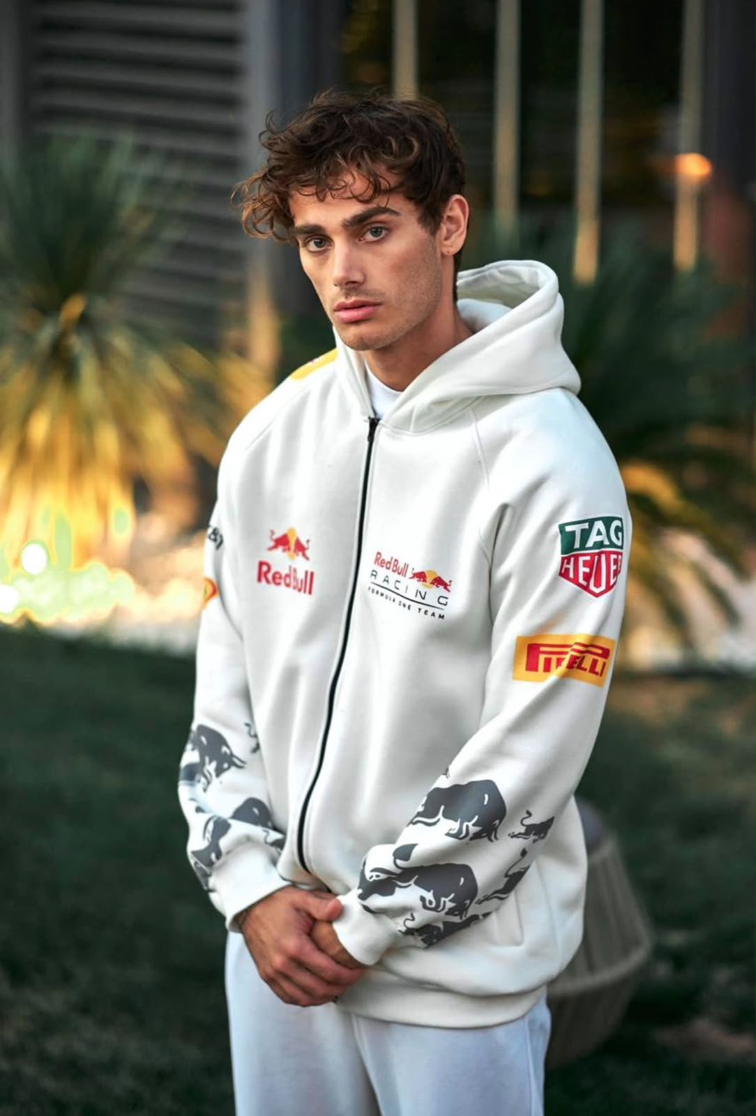 Apex Racing Full-Zip Hoodie – White Motorsport Streetwear